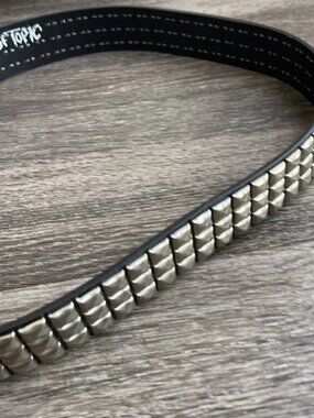 Vintage Hot Topic Pyramid Studded Belt Black Silver Tone Sz 36 Y2K Emo Goth Punk